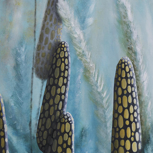 oil on canvas  best oil painting  Marta Konieczny  home decoration  for gift  for women  botany  nature  plants  organic  modern  golden  turquoise  plants  flowers  mistery